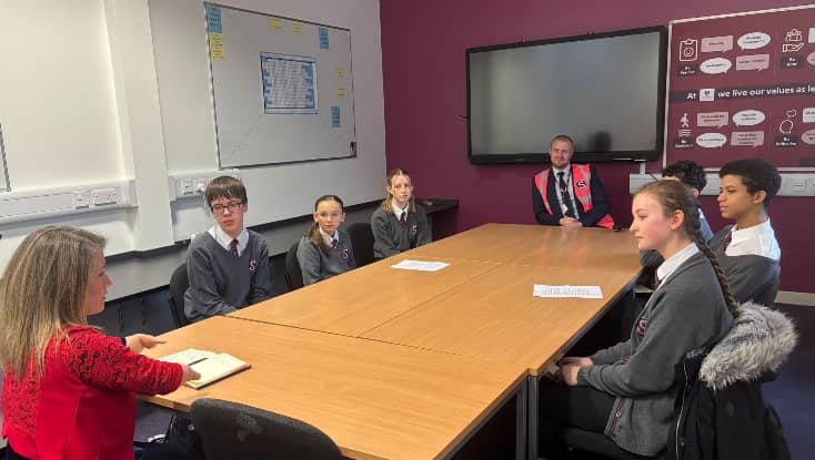 Marie Tidball talking to the School Council