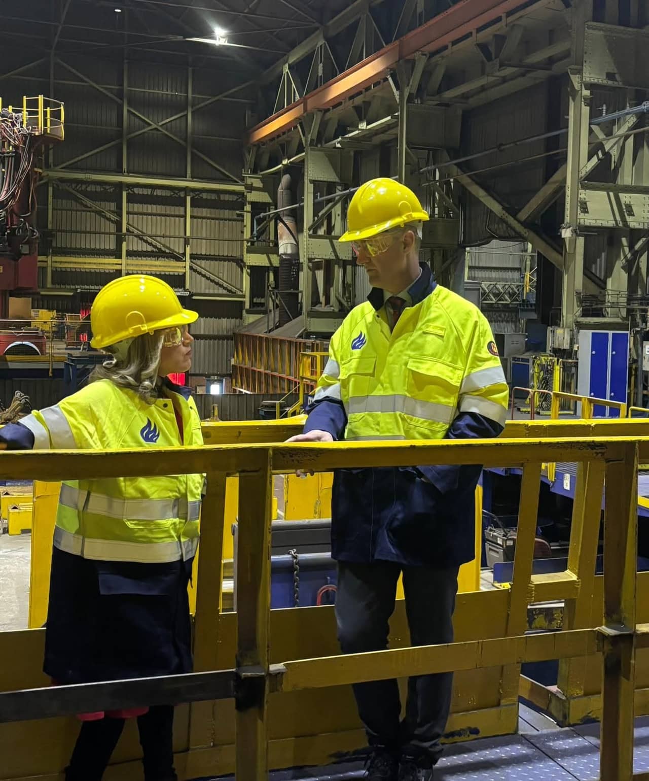 Marie Tidball MP with Steel Minister Chris MacDonald at Stocksbridge Speciality Steel