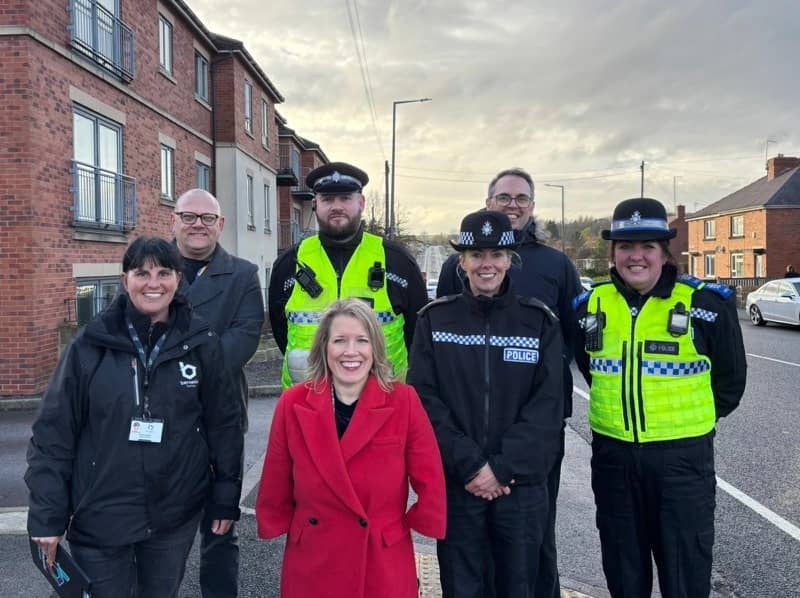 Marie Tidball with the authorities on her walkabout